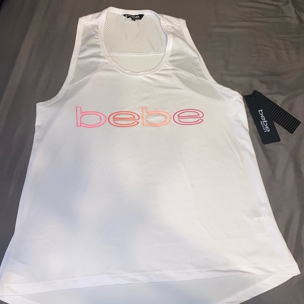 NWT Bebe Neon Lites Tank Top  Small White
